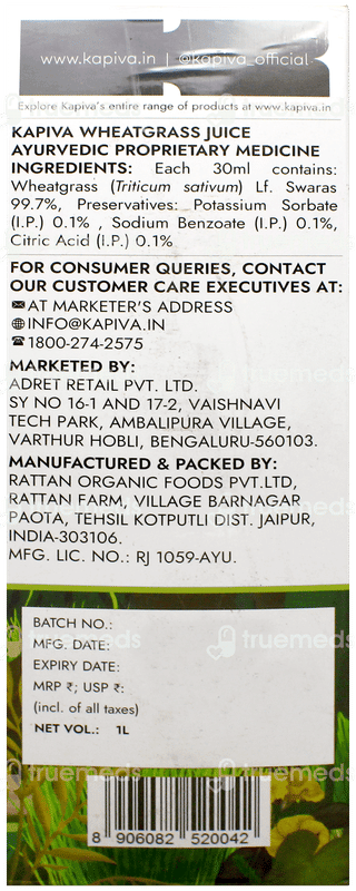 Kapiva Wheatgrass Juice 1 Litre